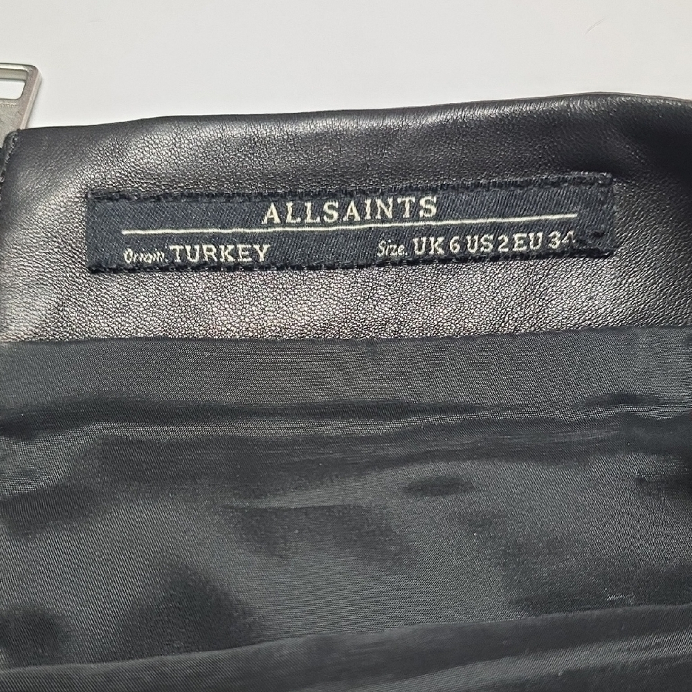 All Saints Black Lamb Leather Mini Skirt - Picture 5 of 5